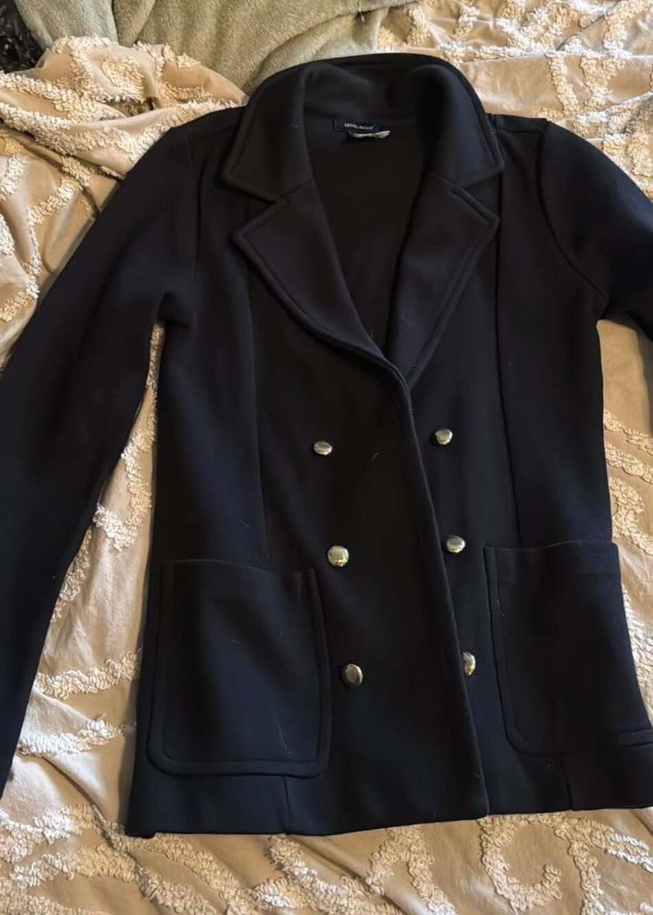 Level Eight Women's Acrylic Double Breasted Jacket Black Size M
